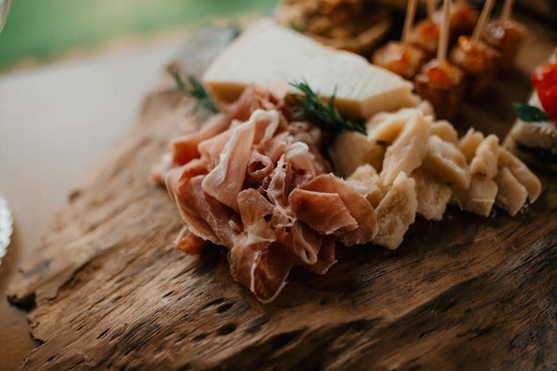 Burrata and prosciutto appetizer platter